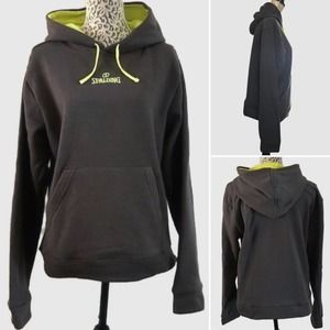 Spalding Men's Hoodie Sweatshirt Gray & Neon Yellow, NWOT - Size Small